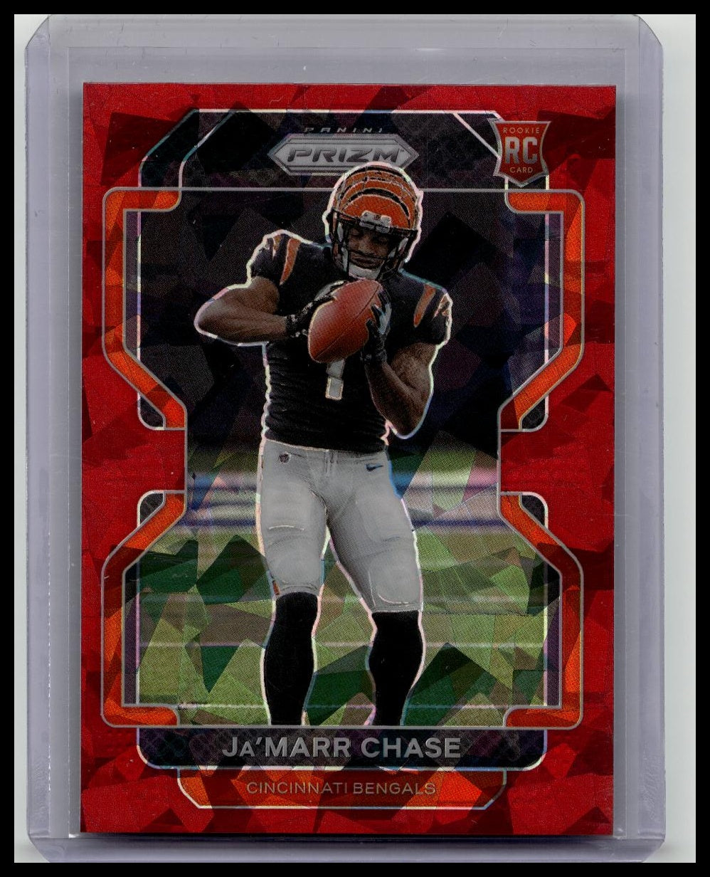 2021 Panini Prizm Jamarr Chase Red Cracked Ice Prizm #337 Rookie RC Bengals