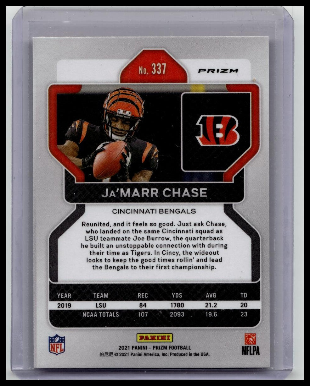 2021 Panini Prizm Jamarr Chase Red Cracked Ice Prizm #337 Rookie RC Bengals