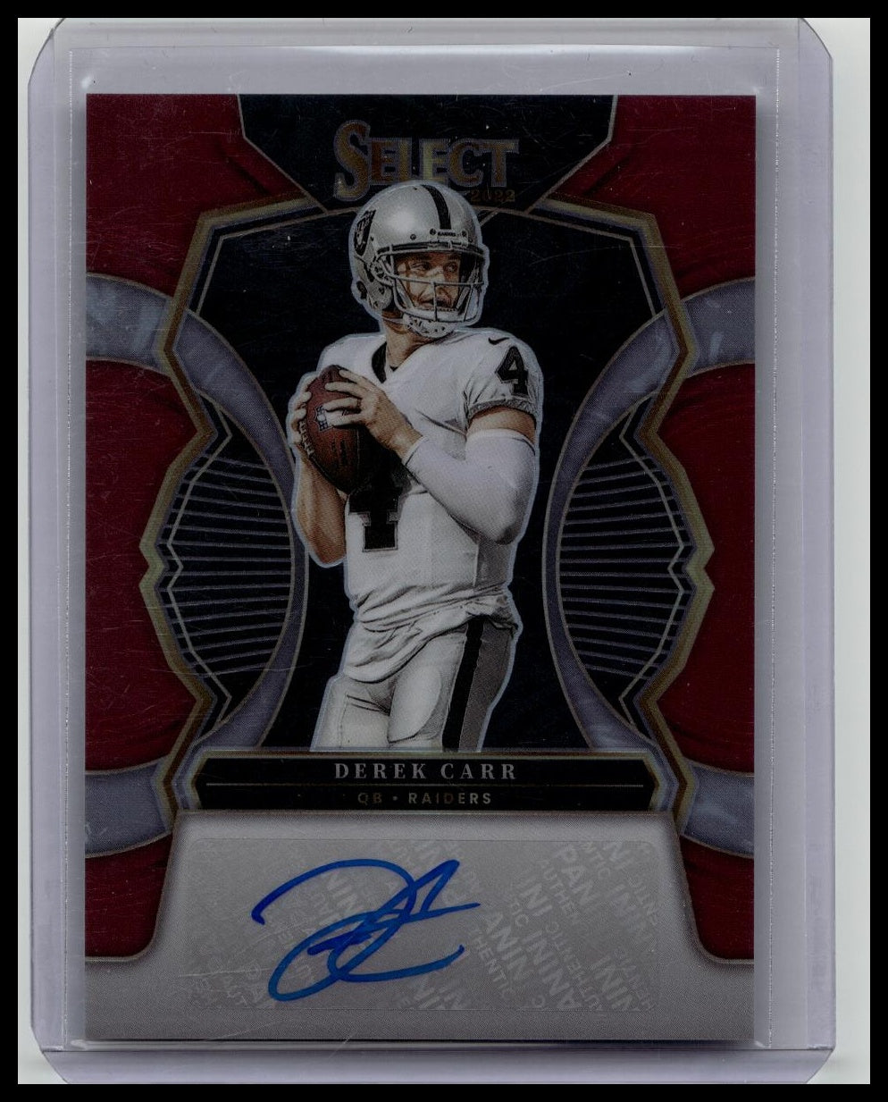 2022 Panini Select Auto Maroon Prizm 44/49 Derek Carr Raiders Saints