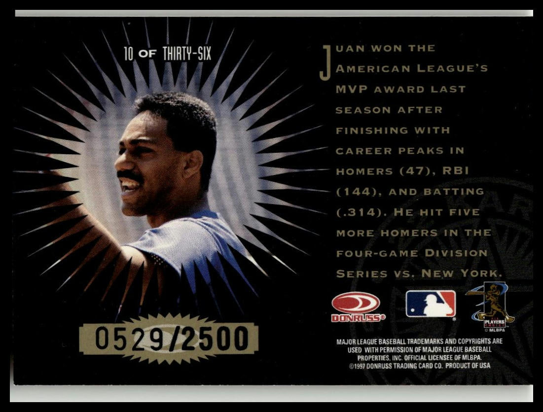 1997 Leaf Juan Gonzalez 24 Karat Gold Stars /2500