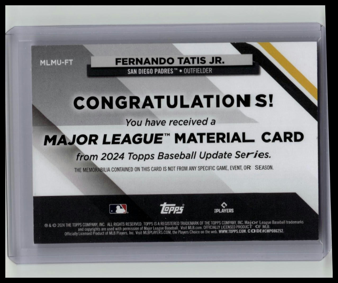 2024 Topps Fernando Tatis Jr. Major League Material Game Used Jersey