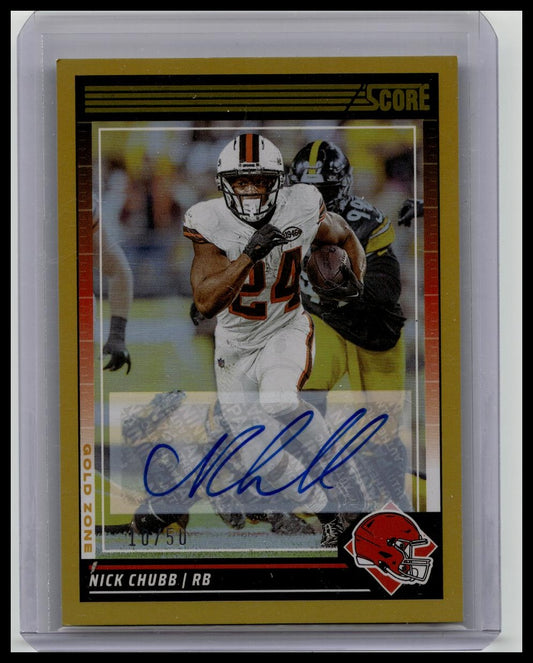 Nick Chubb 2024 PANINI SCORE GOLD ZONE AUTO # /50 CLEVELAND BROWNS