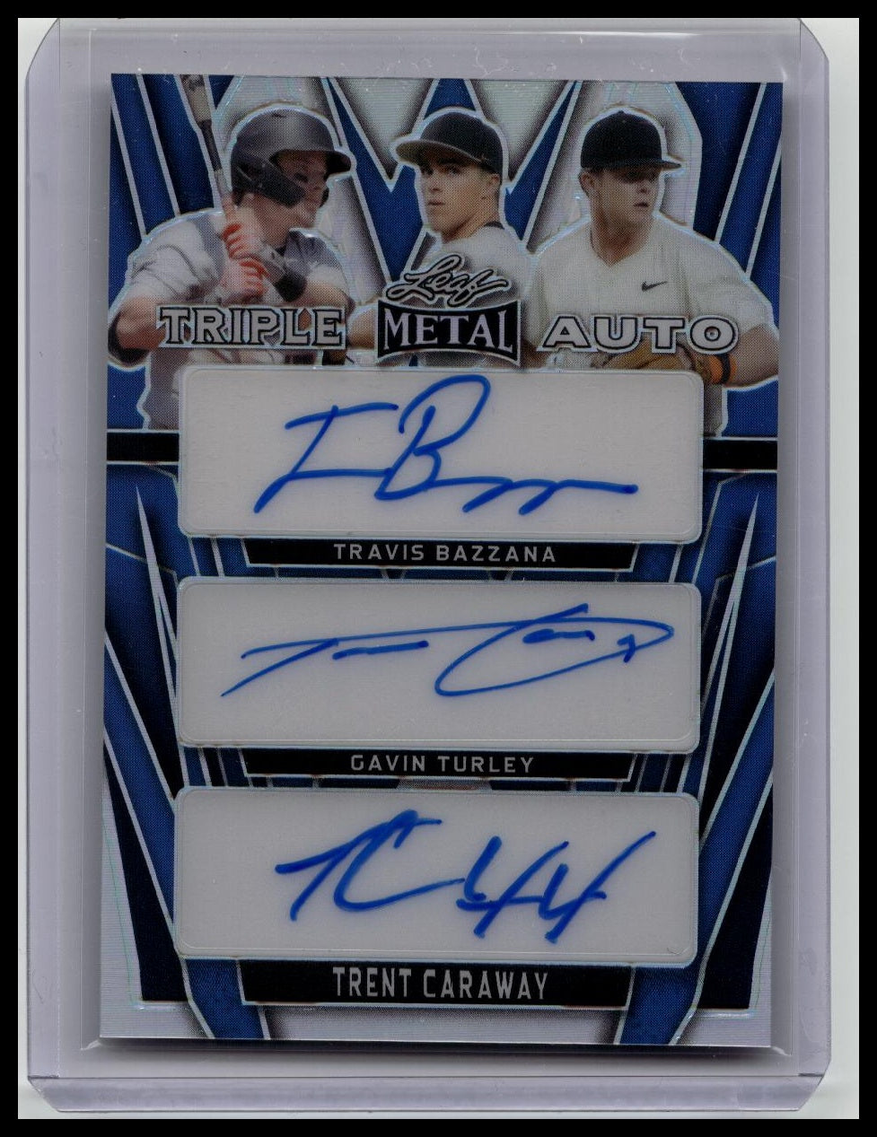 2024 Leaf Metal Triple Auto Travis Bazzana Gavin Turley Trent Caraway #/25