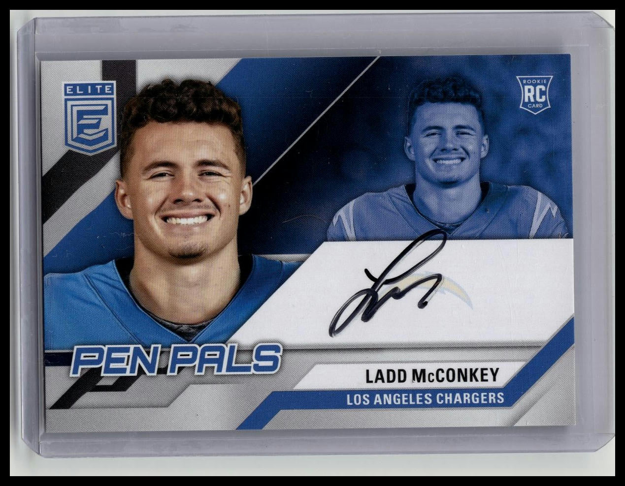 Ladd McConkey 2024 Panini Donruss Elite Pen Pals On Card Rookie Auto