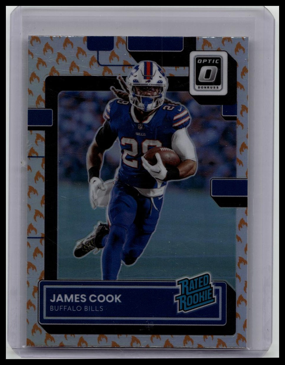 2022 Donruss Optic James Cook Rated Rookie RC Fire Emoji Prizm #215 BILLS