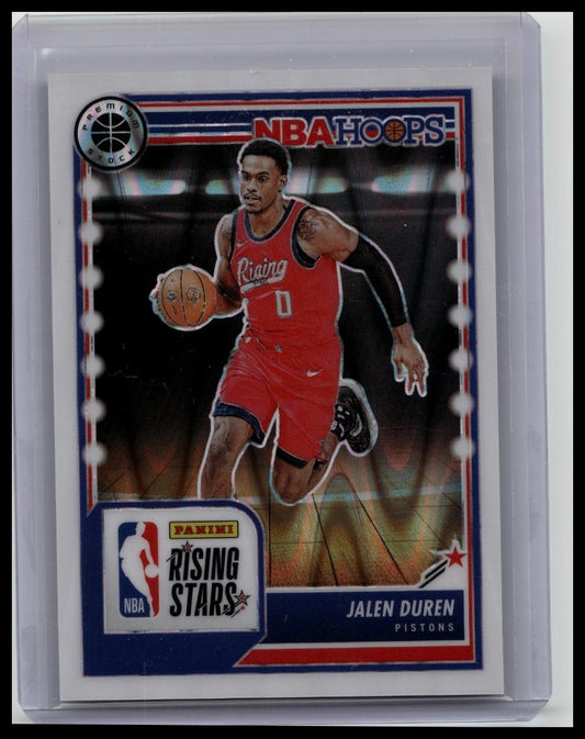 2023-24 Hoops Premium Stock Rising Stars Silver Seismic Prizm #299 Jalen Duren /75