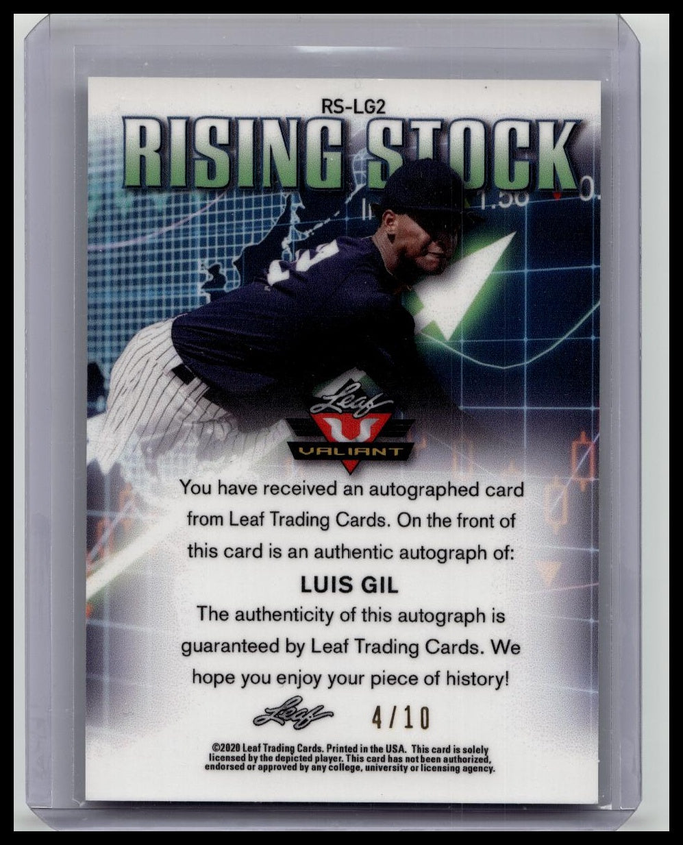 2020 LEAF VALIANT RISING STOCK LUIS GIL REFRACTOR AUTO 04/10 NY YANKEES!