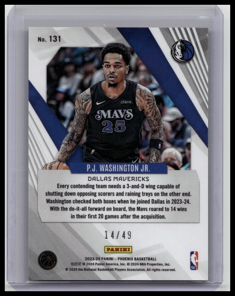 2023-24 Panini Phoenix PJ Washington Laser /49 SP