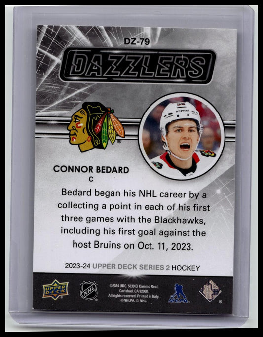 CONNOR BEDARD 2023-24 Upper Deck Series 2 #DZ-79 Dazzlers Pink Rookie Blackhawks