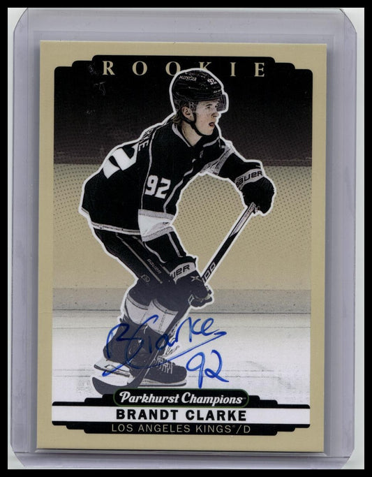 2022 Upper Deck Parkhurst Champions SP Rookies Brandt Clarke #303 Rookie Auto RC