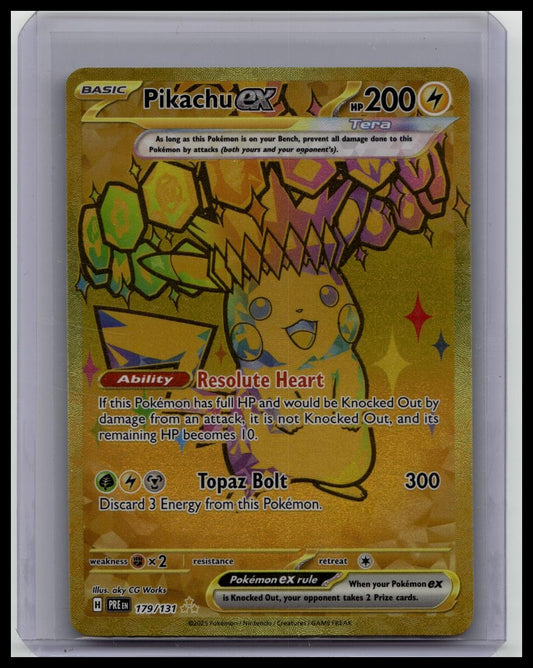 Pikachu ex 179/131 Pokemon Prismatic Evolutions Gold Secret Rare