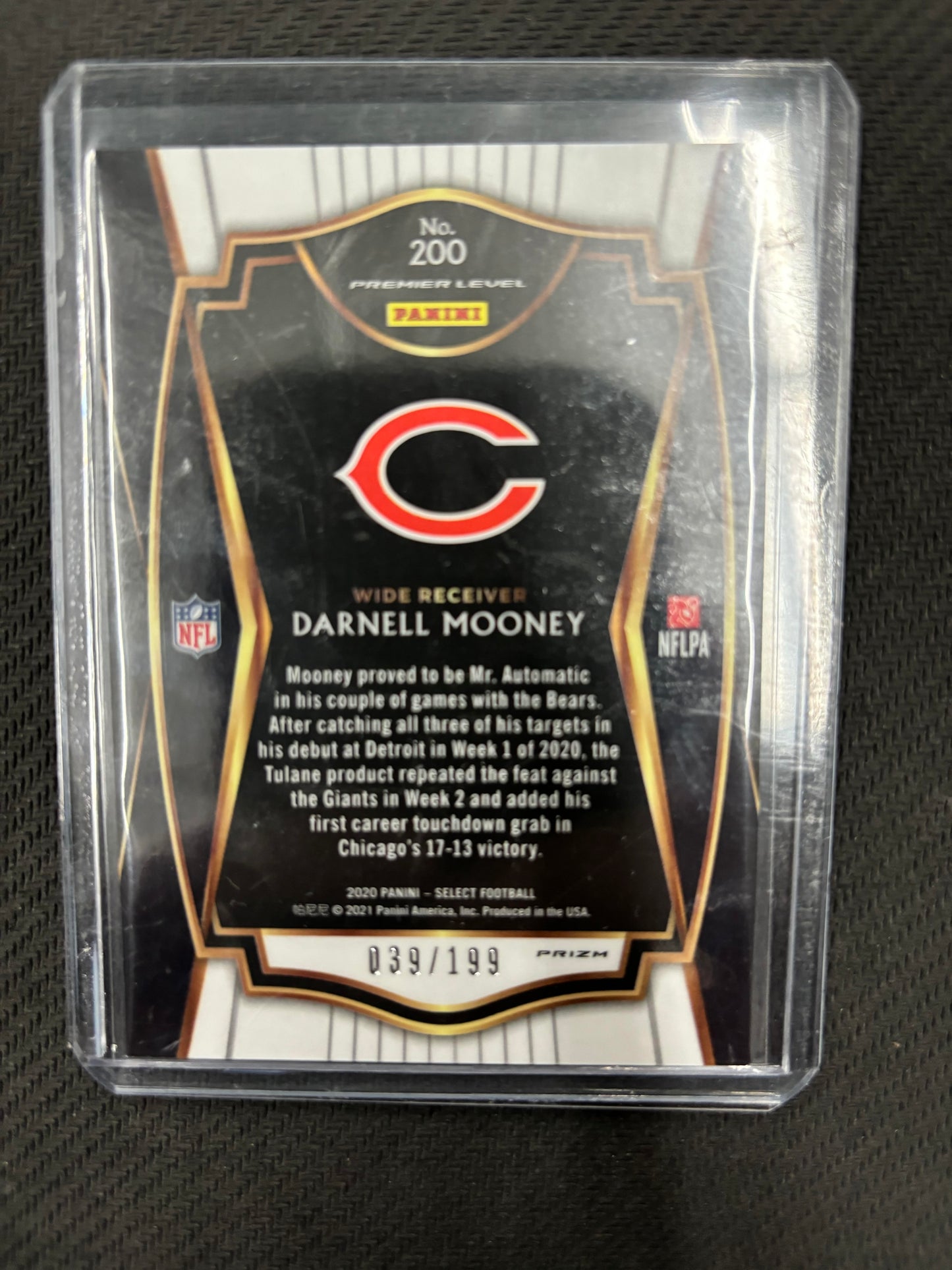 Darnell Mooney 2020 Select #200 Premier Level Tri-Color /199 Rookie