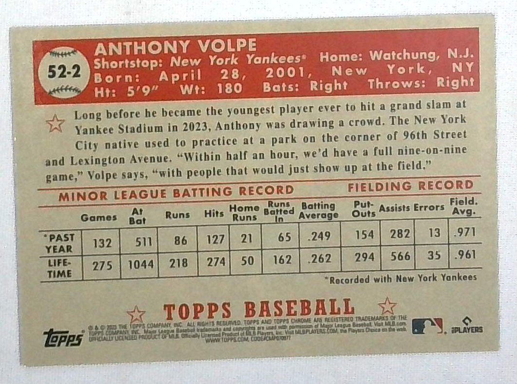 2023 Topps Chrome Anthony Volpe Rookie Orange Refractor Ssp #'d 18/25