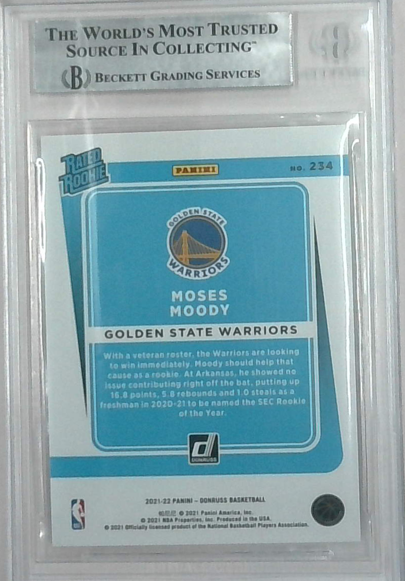 2021-22 Donruss Holo Red Laser Moses Moody Rated Rookie # /99 Bgs 8.5