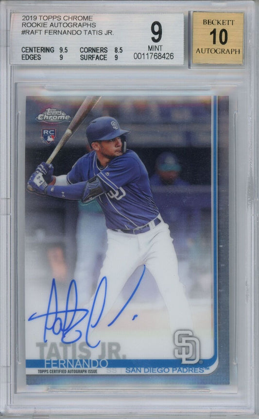 2019 Topps Chrome Rookie Autographs Fernando Tatis Jr. # Auto 10 Bgs 9