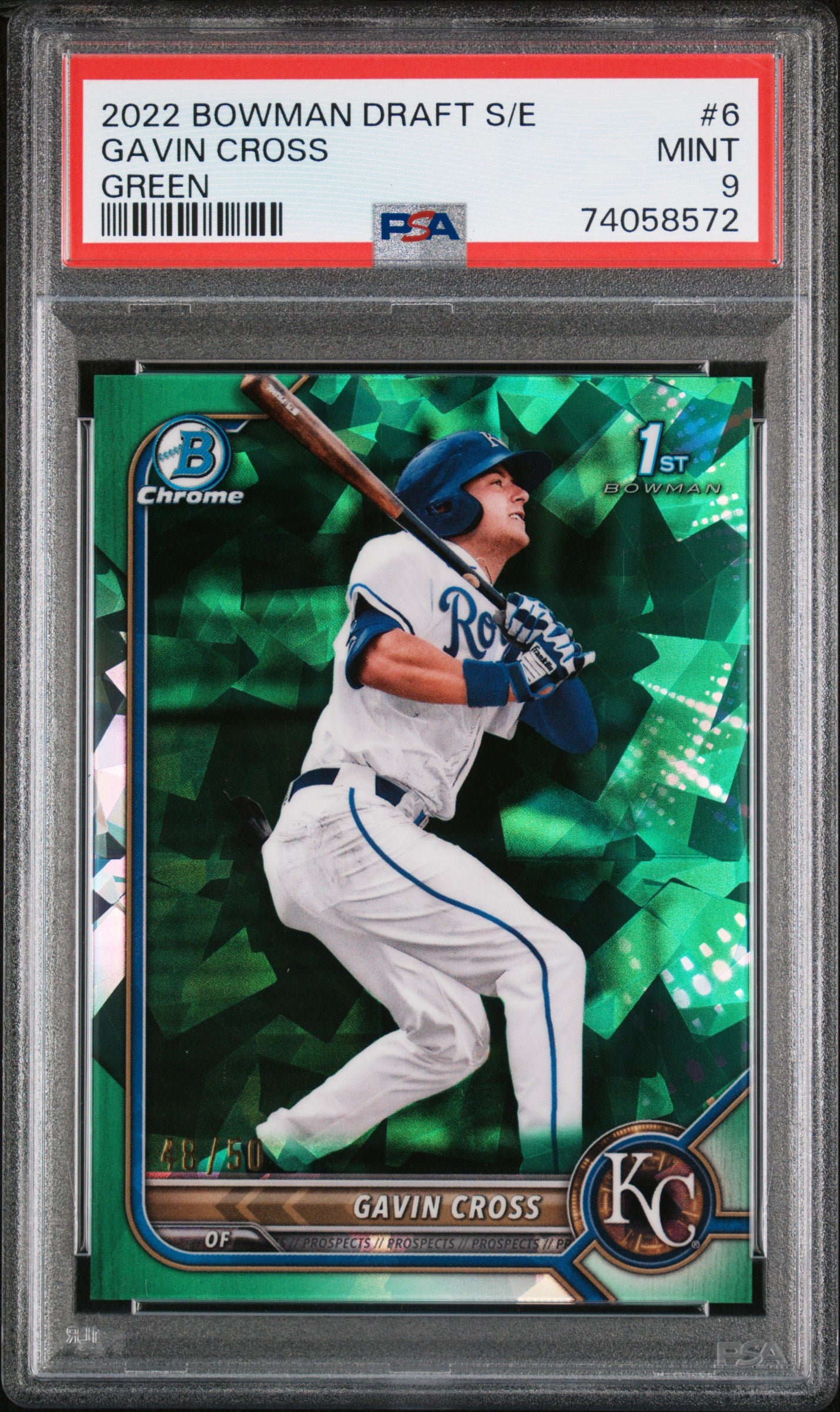 2022 Bowman Draft Chrome Sapphire Edition  Gavin Cross # Green /50 Psa 9