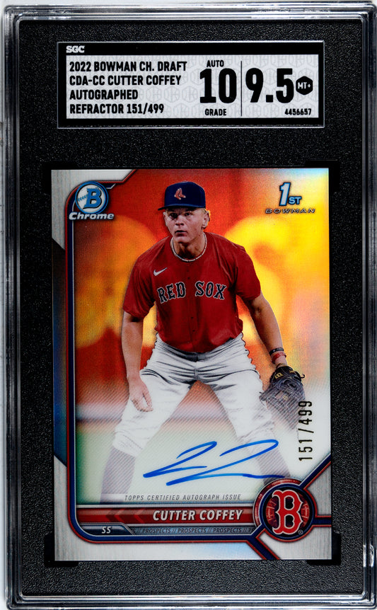 2022 Bowman Chrome Cutter Coffey 1st Bowman Refractor Auto /499 Sgc 9.5