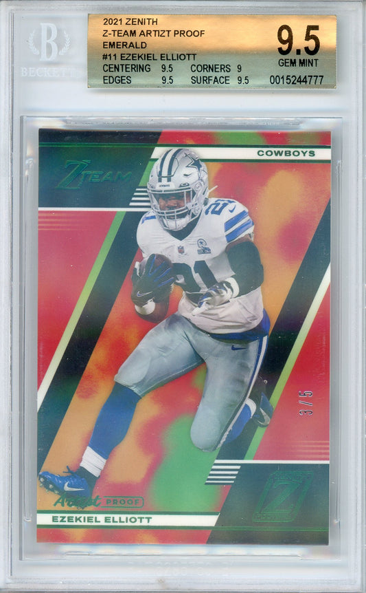 2021 Zenith Ezekiel Elliot Z-Team Artizt Proof Emerald /5 BGS 9.5 Gem Mint