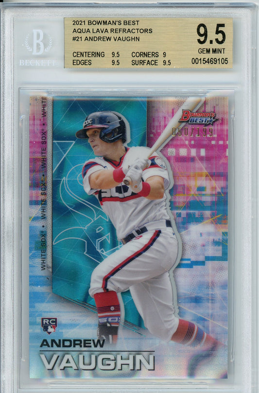 2021 Bowman's Best Andrew Vaughn Aqua Lava Refractor Rookie /199 BGS 9.5 Gem Mint