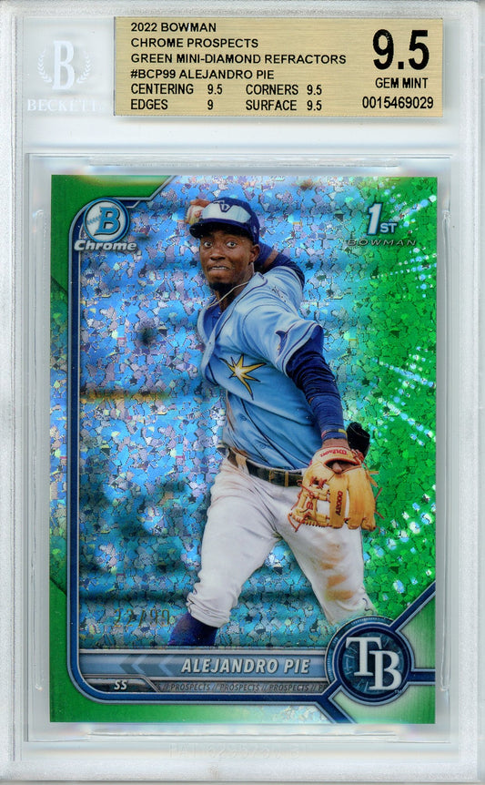 2022 Bowman Chrome Alejandro Pie Green Mini Diamond Refractor /99 BGS 9.5 Gem Mint